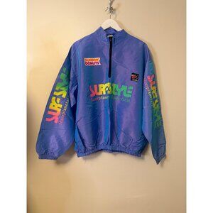 Surf Style Quarter Zip 1/4 Windbreaker Dunkin Donuts Iridescent OS VTG